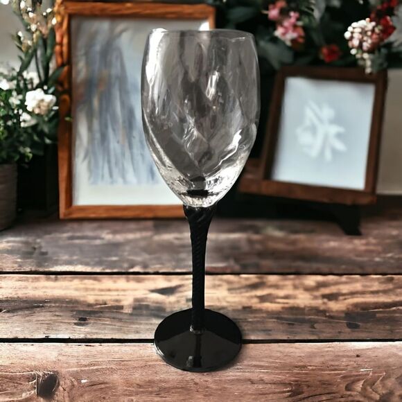 Cristal D Arques Angelique Champagne Flute Wine Glass Black Amethyst Twist Stem. - Picture 15 of 16